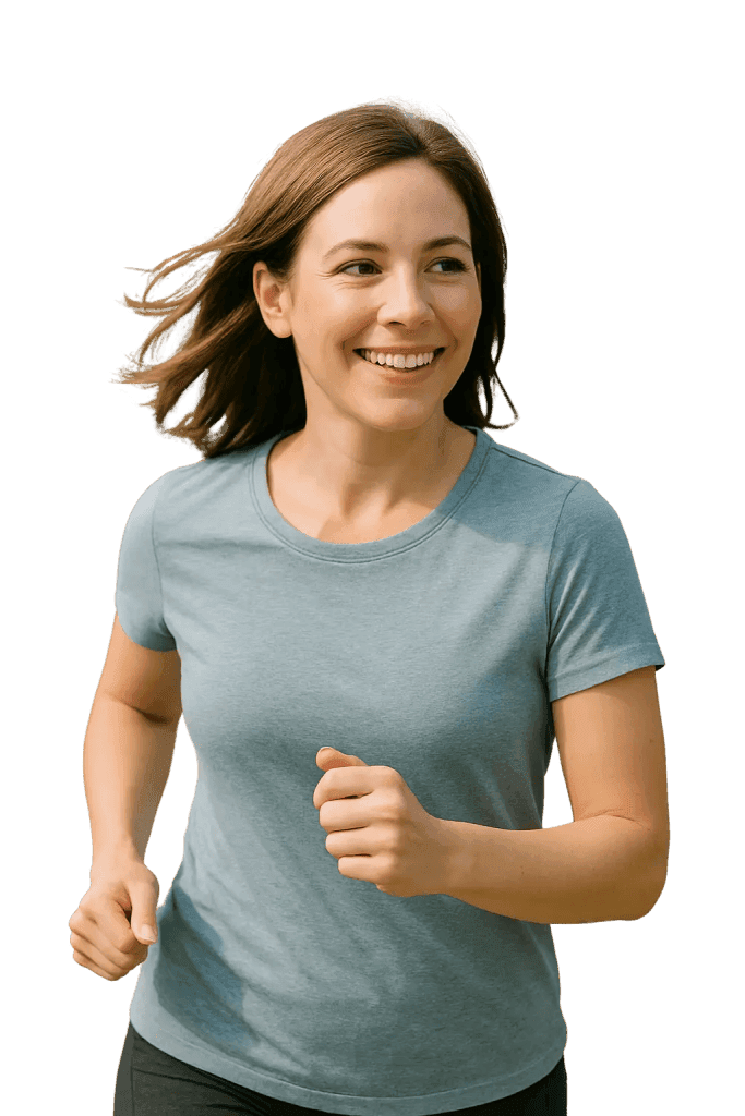Woman jogging — confident after medical weight loss in Fairfax, VA